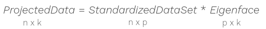 To project data onto k PC axes, matrix multiply