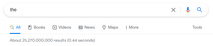 Figure 3: Google results for the word &rsquo;the'